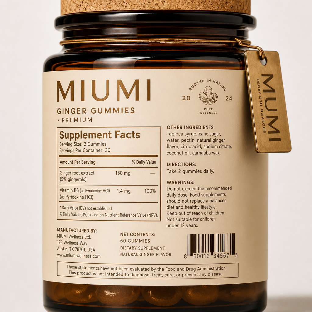 Ginger Gummies - Label detail view