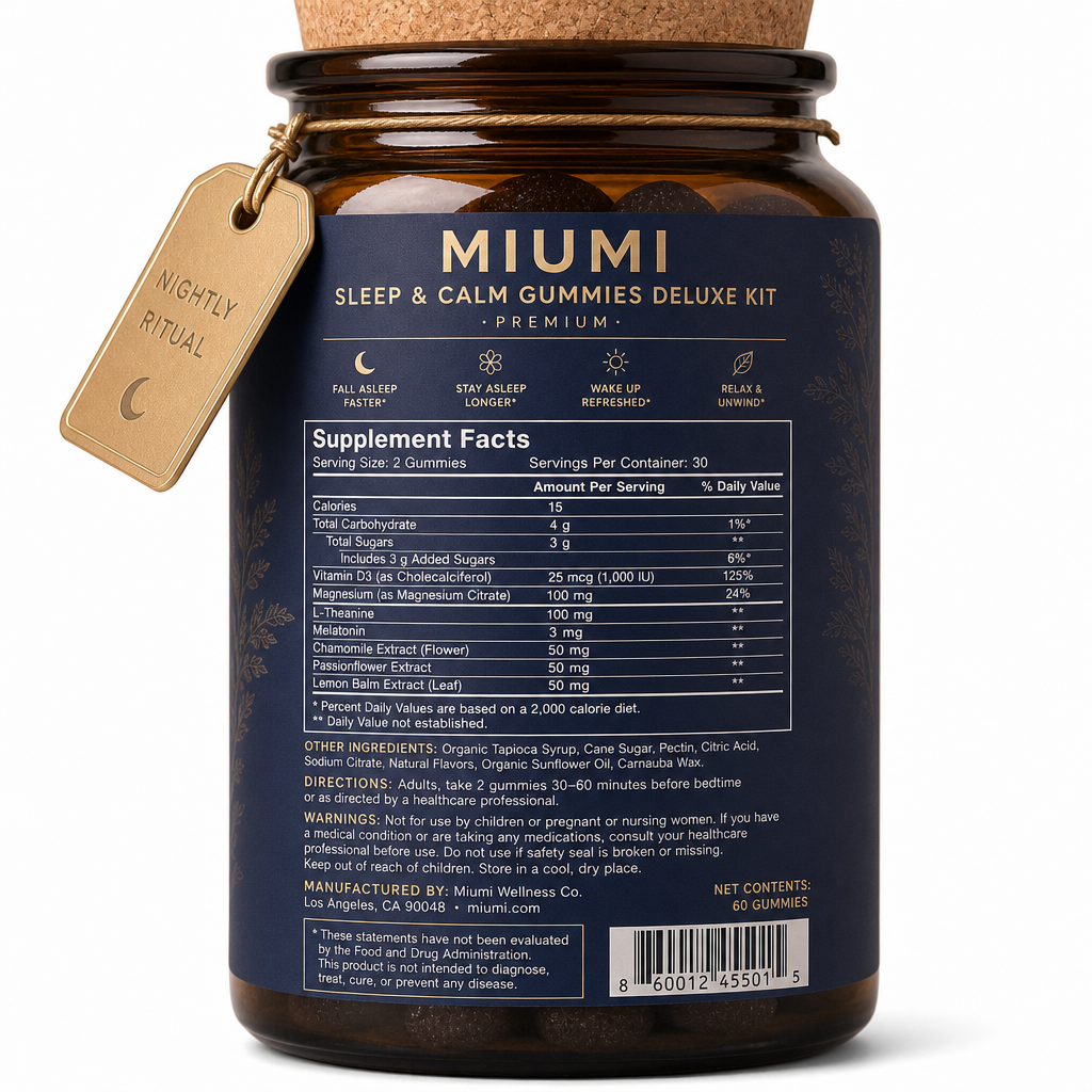Sleep &amp; Calm Gummies Deluxe Kit - Label detail view